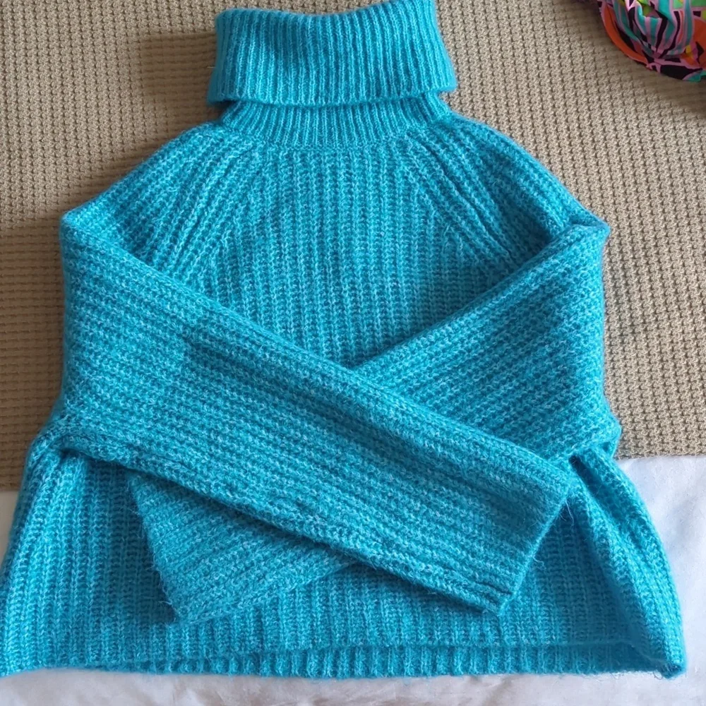Zara Cropped Purl Neck Sweater - Picture 2 of 2